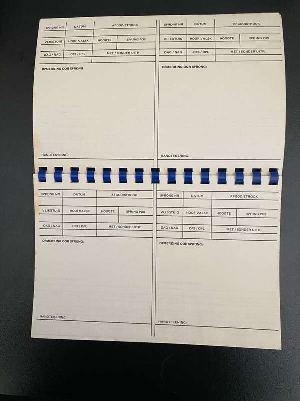 UNISSUED STATICLINE PARACHUTE LOGBOOK