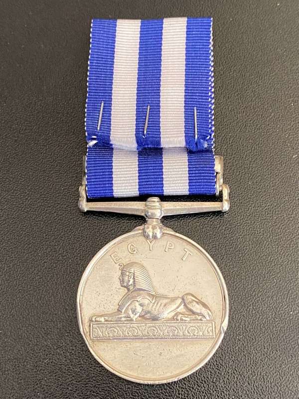 FULL SIZE SILVER EGYPT MEDAL-1882-89 WITH SUAKIN 1885 CLASP-AWARDED TO 40657 GUN.R TIERNAN S/1. SCO: