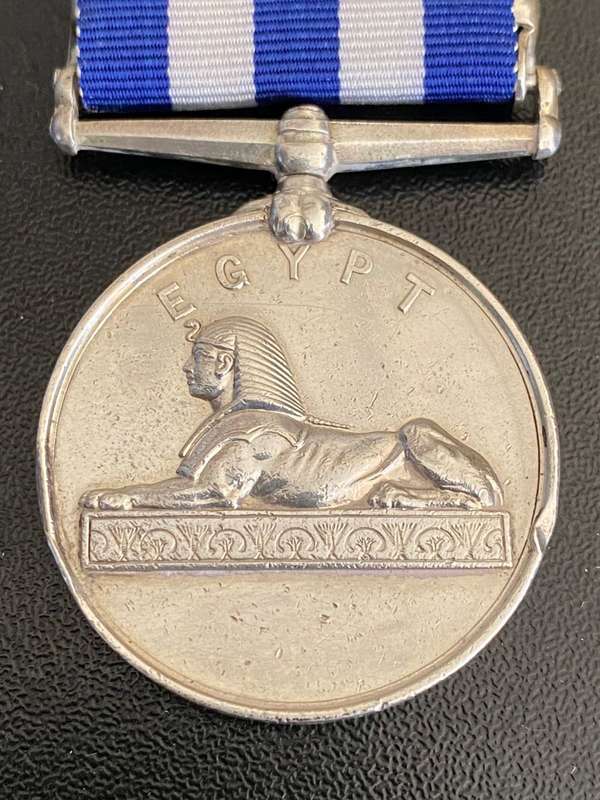 FULL SIZE SILVER EGYPT MEDAL-1882-89 WITH SUAKIN 1885 CLASP-AWARDED TO 40657 GUN.R TIERNAN S/1. SCO: