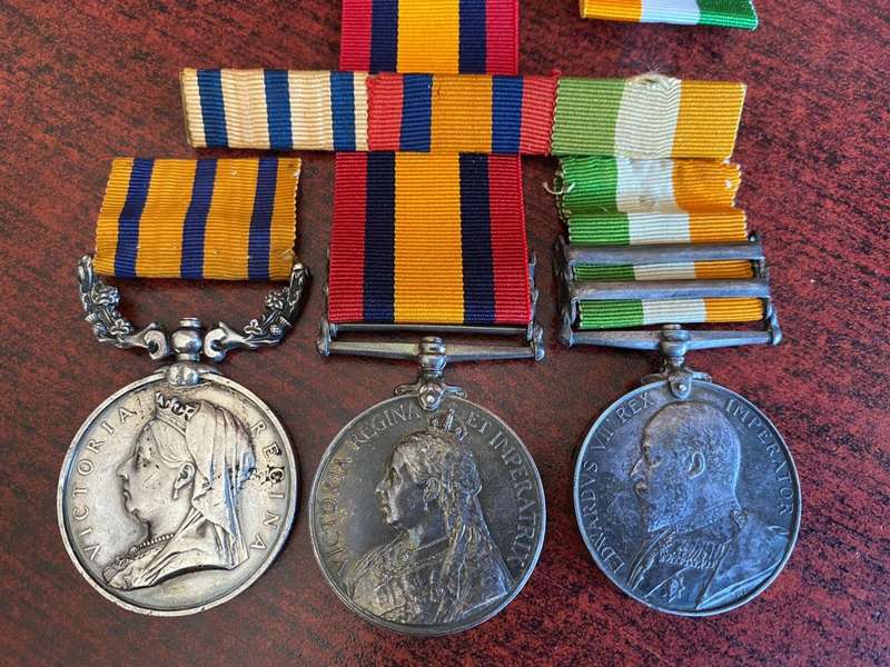 ORIGINAL FULL SIZE MEDAL GROUP-THE FOLOWING:BRITISH SOUTH AFRICA COMPANY'S MEDAL,NAMED TO TROOP E.R.