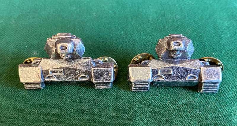 SWA ARMOUR,OXIDISED SILVER COLLAR BADGE PAIR-PINS INTACT
