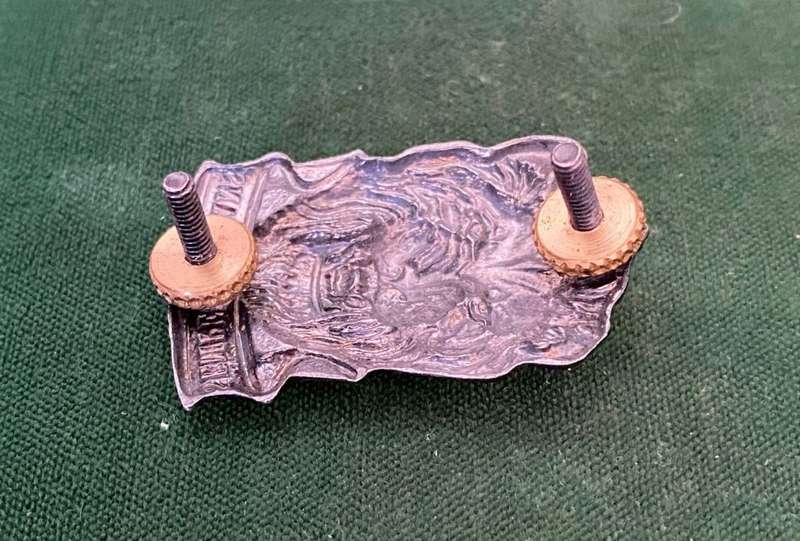SWA REACTION FORCE,OXIDISED SILVER CAP BADGE- 2X SCREW LUGS