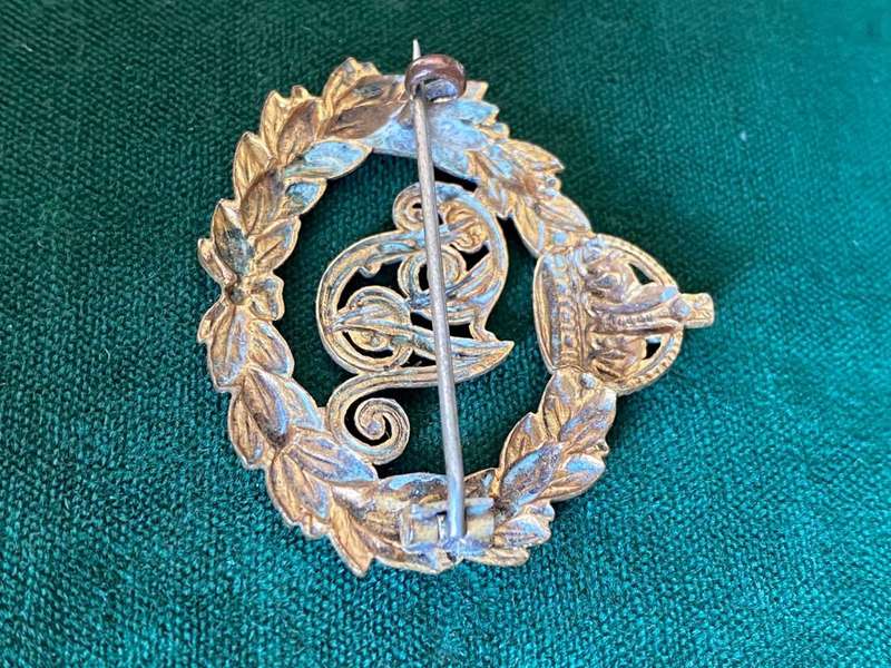 NATAL POLICE BRASS HELMET AND CAP BADGE-WORN 1902-1913-STICK PIN INTACT