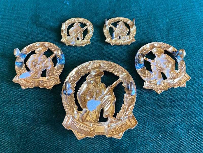 CITIZEN FORCE INFANTRY (SKIET COMMANDO) GILDING METAL CAP ,COLLARS AND MESS DRESS COLLARS-WORN 1954-