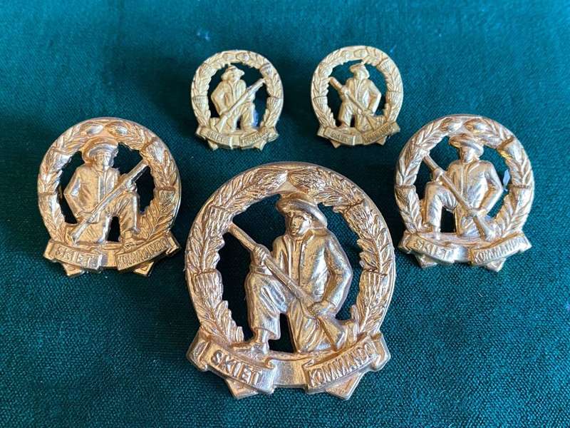 CITIZEN FORCE INFANTRY (SKIET COMMANDO) GILDING METAL CAP ,COLLARS AND MESS DRESS COLLARS-WORN 1954-