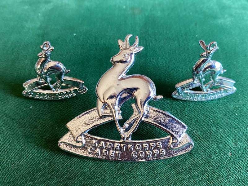 SA SCHOOL CADETS KADETKORPS,CHROME CAP AND COLLARS-WORN FROM 1976-LUGS INTACT