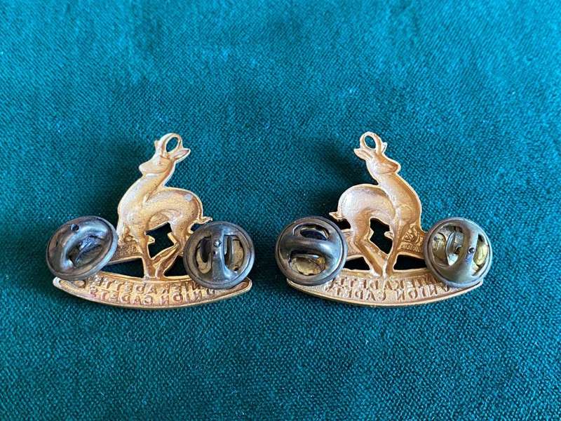 SA SCHOOL CADETES GILT OFFICERS COLLARS-PINS INTACT