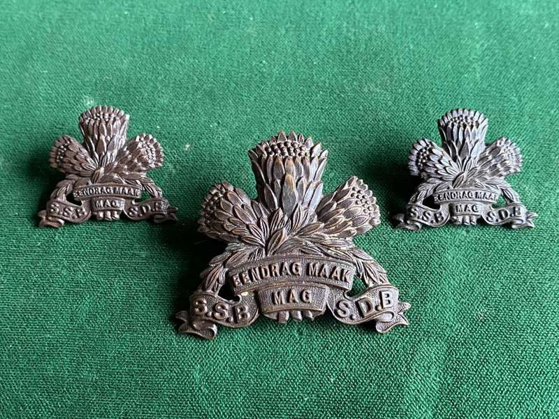 SPECIAL SERVICE BATTALION DARKENED BRASS CAP AND COLLARS-WORN WW2