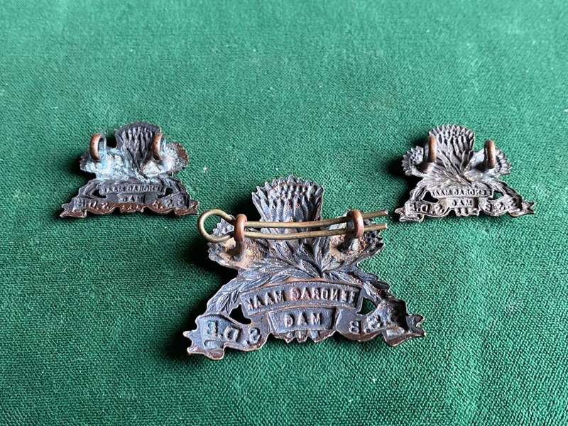 SPECIAL SERVICE BATTALION DARKENED BRASS CAP AND COLLARS-WORN WW2