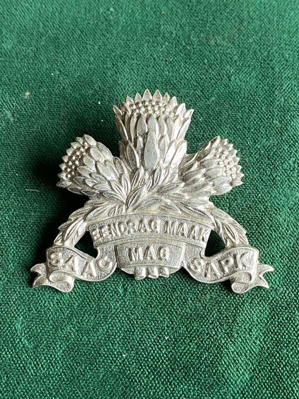 SA ARMOURED CORPS CAP BADGE-WORN POST 1963-2 LUGS