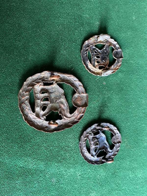 NATIVE MILITARY CORPS CAP AND COLLARS-WORN 1940-1960'S-LUGS INTACT