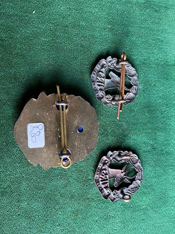 1ST RESERVE BRIGADE-BRONZE CAP AND COLLARS-WORN 1940-43-LUGS INTACT