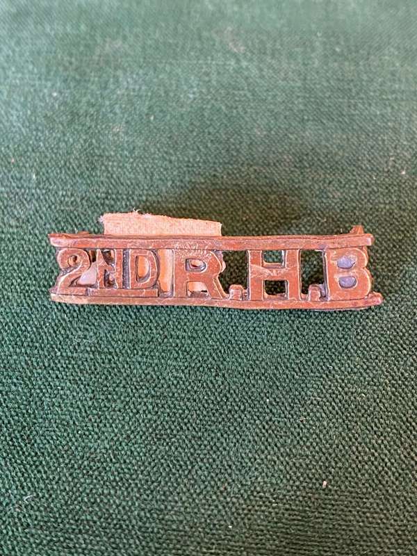 2ND RAILWAY AND HARBOURS BRIGADE BRASS SHOULDER TITLE-WORN 1921-1929- 2 LUGS