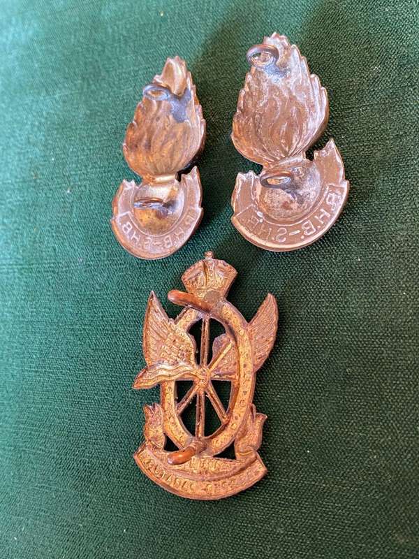 SA RAILWAYS AND HARBOURS BRIGADE GILDING METAL CAP AND COLLARS-WORN 1921-29 AND AGAIN 1940-1951-LUGS