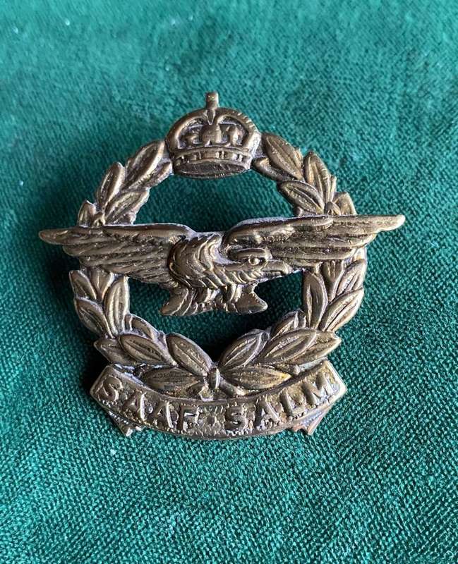 SAAF CAP BADGE-WORN 1926-1959- 2 LUGS-BRASS