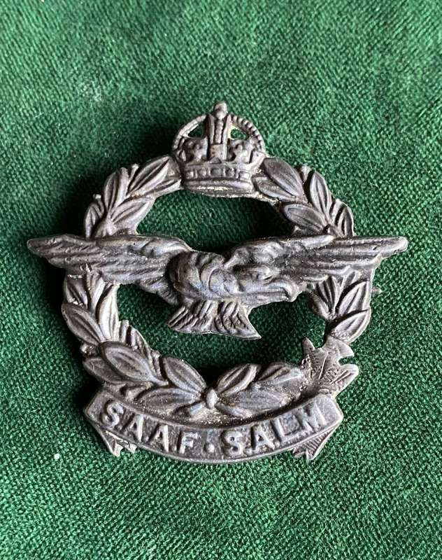 SAAF CAP BADGE-WHITE METAL-WORN 1926-1959-STICK PIN