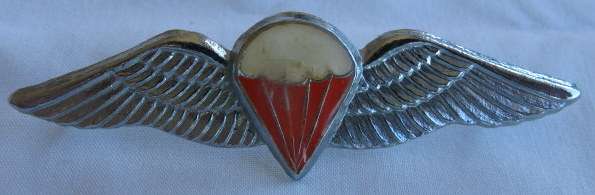 PARA - FREE FALL PARATROOP WING - PLASTIC COATED VARIATION - PINS INTACT.