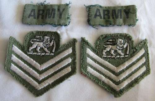 RHODESIAN COLOUR SERGEANTS RANK INSIGNIA PAIR WORN 1972-80.