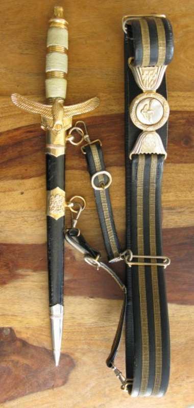 SAAF CEREMONIAL OFFICERS DAGGER COMPLETE WITH SCABBARD & BELT.