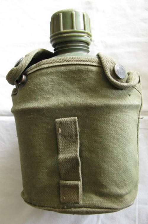 SADF BORDER WAR PERIOD WATER BOTTLE.  COMPLETE WITH FIRE BUCKET