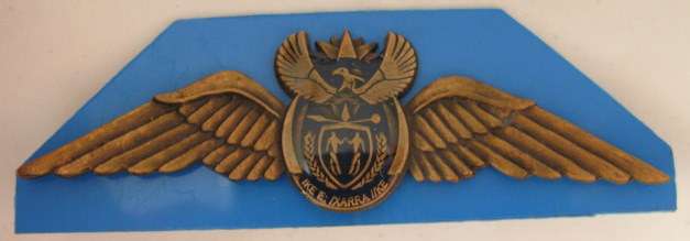 SAAF METAL PILOTS WINGS BRONZE.  FULL SIZE FOR 100 FLYING HOURS.  2 PINS - POST 2003