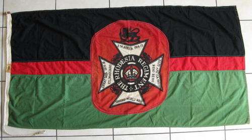 RHODESIAN REGIMENT FLAG WITH MAKERS LABEL WILLIAM SMITH & GOOLOCH.  RARE!!!