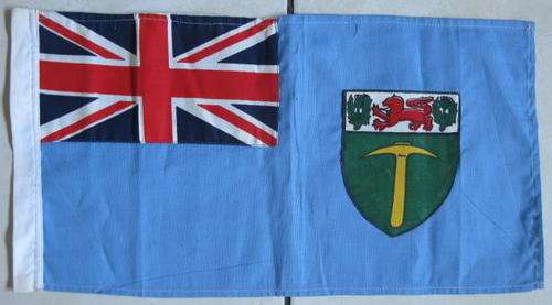 RHODESIAN FLAG FLOWN 1964-1968 - SMALL COMMEMORATIVE SIZE MEASURING 45X25CM - ORIGINAL PERIOD ITEM.