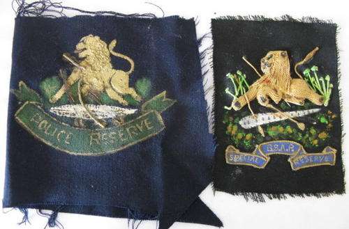 RHODESIAN BSAP SPECIAL RESERVE BLAZER BADGES.