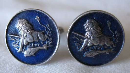 RHODESIAN BSAP PAIR OF SILVER & ENAMEL CUFFLINKS - GOOD CONDITION.