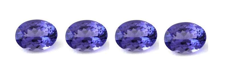 *** 4 x VVS PURPLE BLUE OVAL TANZANITES - VVS - 0.70 CT ***