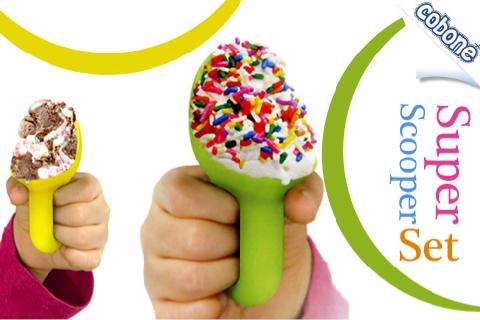 The Super Scooper features a kid friendly grip and a fun to lick shape