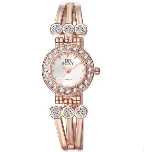 Elegant Ladies Rosegold SOXY Brand Wrist Watch With Swarovski Elements - Exquisite Detail