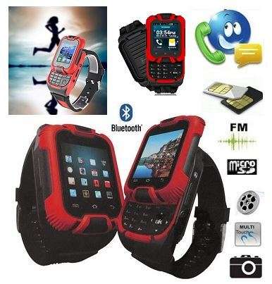 Bluetooth Smartwatch - Touch Screen With Sliding Keyboard, Dual Sim, Camera, FM, Video Playing - RED