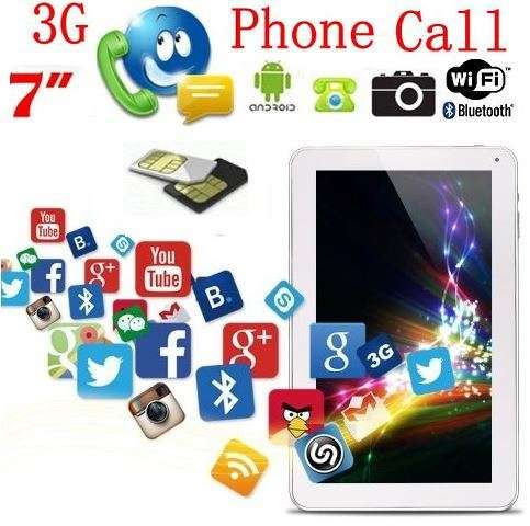 7" 3G Android Tablet Smartphone, Dual SIM Cards, Dual Cameras, GPS, Wi-Fi, Bluetooth - Silver