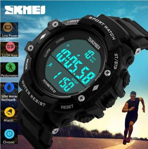 SKMEI 3D Waterproof PEDOMETER, Fitness & Sport Watch - Alarm, Auto Date, Chronograph etc - 2 Colours