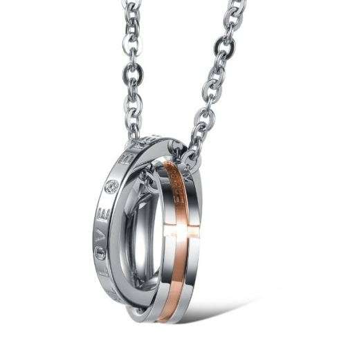 Elegant 316L Stainless Steel Eternal Love Diamante Link Chain Necklace for Men in Gift Box