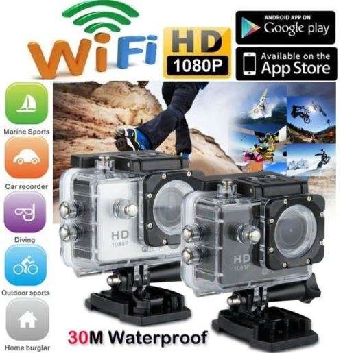 2" HDMI HDR 1080P Action Sport Cam - WI-FI, Waterproof, LCD Screen, Remote Control FULL SET