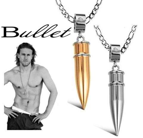 Elegant 316L Stainless Steel Link Chain With Solid Crystal Bullet Pendant in Complimentary Gift Box