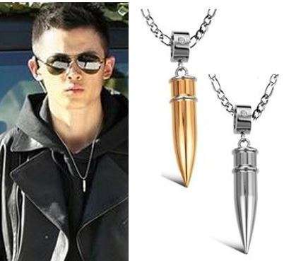Elegant 316L Stainless Steel Link Chain With Solid Crystal Bullet Pendant in Complimentary Gift Box