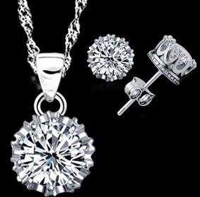 Exquisite 925 Sterling Silver Twisted Chain Cubic Zirconia Jewelry Set in Complimentary Gift Box