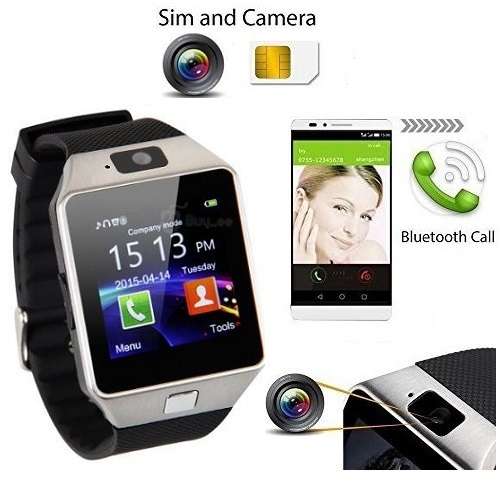 Smart Watch Phone - SIM CARD, Bluetooth, Camera, Sleep Monitor, SD Card, MP3 etc. - Silver