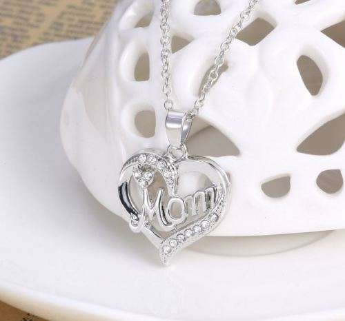 Elegant Jewelry Set With Rhinestone Mom Pendant in Complimentary Gift Box