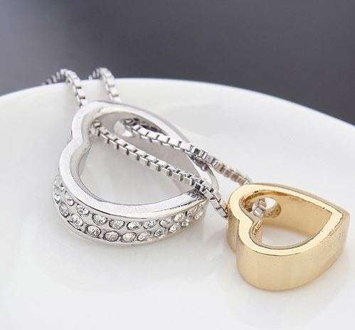 Equisite Double Heart Pendant Juwellery Set made with Swarovski Elements in Complimentary Gift Box
