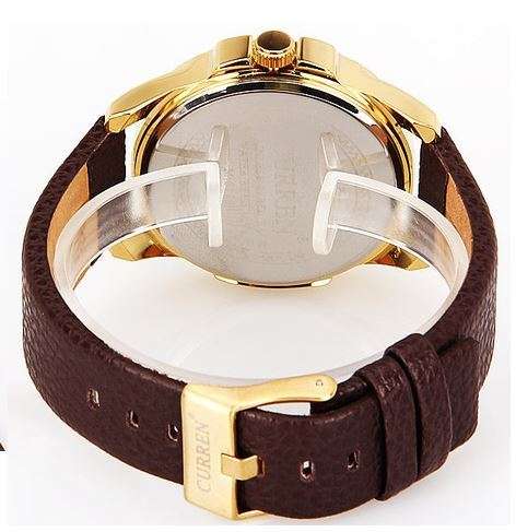 Elegant CURREN AUTO DATE Quartz Wrist Watch With Genuine Leather Strap