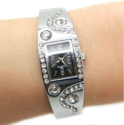 Beautiful Ladies WAVE Rhinestone & Crystal Bracelet Wrist Watches in SILVER