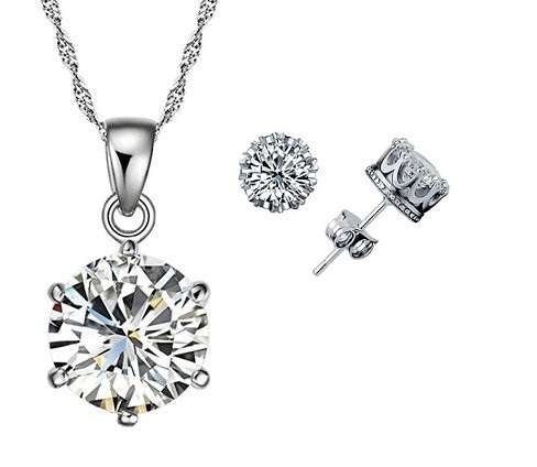 Exquisite 925 Sterling Silver Twisted Chain Cubic Zirconia Jewelry Set in Complimentary Gift Box