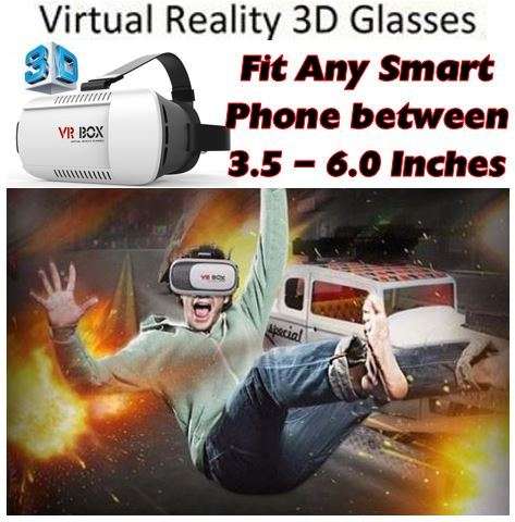 VR Box 2, 3D Virtual Reality GLASSES With Head Mount & Bluetooth Game REMOTE