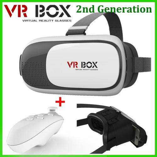 VR Box 2, 3D Virtual Reality GLASSES With Head Mount & Bluetooth Game REMOTE