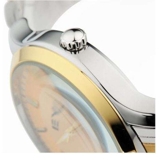 Elegant Men's Business Silver & Gold Tone Stainless Steel Wrist Watch in Complimentary Gift Box
