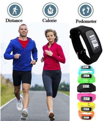 LCD Sport & Fitness PEDOMETER Wrist Watch, Step Counter, Calories, Distance, Available in 6 Colours